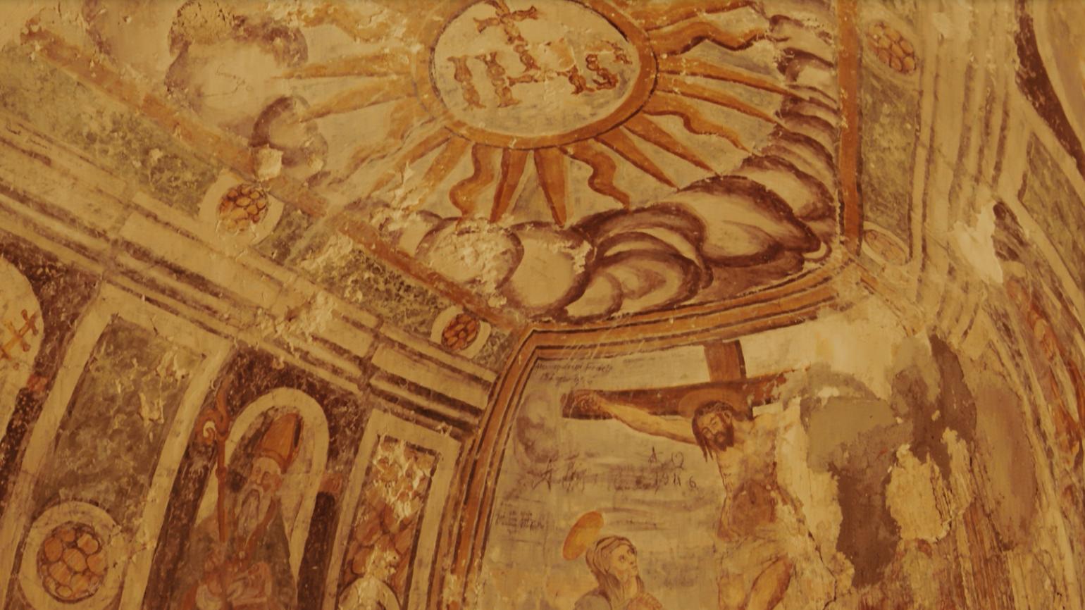 Sulmona (Aq), Eremo di Sant'Onofrio, affreschi dell'Oratorio,  immagine dal video di Carlo Liberatore, Campagna FAI, cc-by-nc-sa